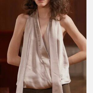 Julia Allert Halter Open Back Champagne Size S MSRP 365